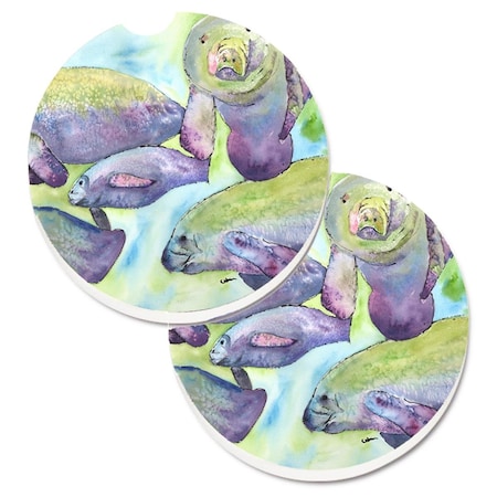 Carolines Treasures Manatee Set of 2 Cup Holder Car Coaster 8544CARC